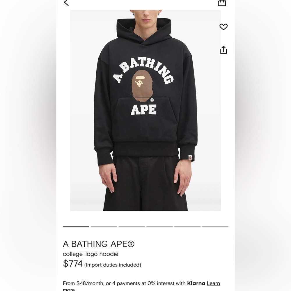 A BATHING APE Black College-Logo Hoodie